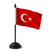 Drapeau de table turquie polyester avec socle plastique noir