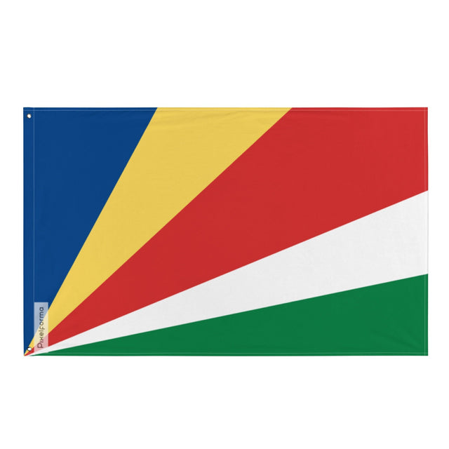 Seychelles Flag in Multiple Sizes 100% Polyester Print with Double Hem - Pixelforma