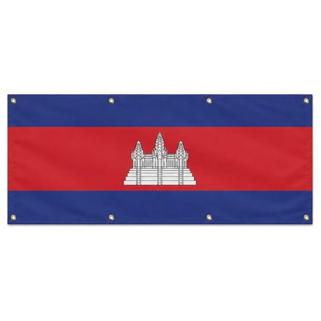 Drapeau cambodge en polyester résistant avec 8 œillets