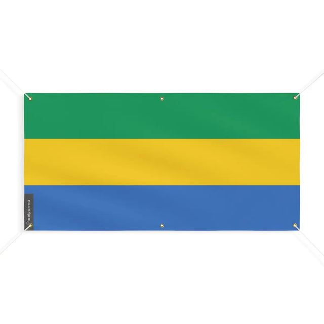 Drapeau du Gabon 6 Oeillets en Plusieurs Tailles (M) - Pixelforma 