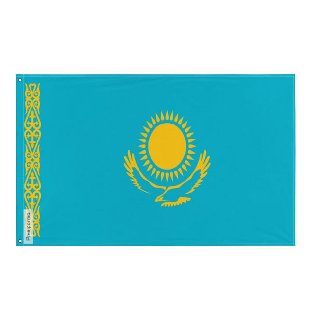Kazakhstan Flag in Multiple Sizes 100% Polyester Print with Double Hem - Pixelforma