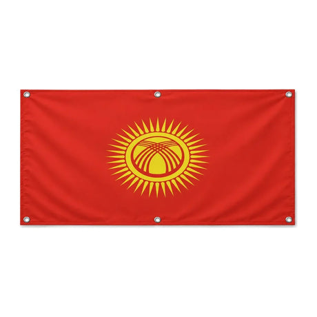 Drapeau kirghizistan polyester résistant usages extérieurs