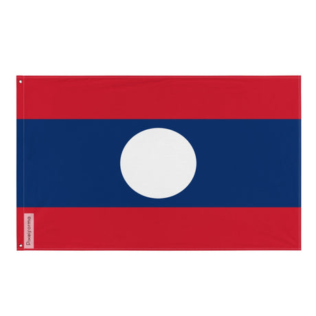 Laos Flag in Multiple Sizes 100% Polyester Print with Double Hem - Pixelforma