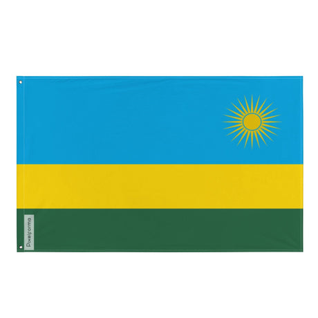 Rwanda Flag in Multiple Sizes 100% Polyester Print with Double Hem - Pixelforma