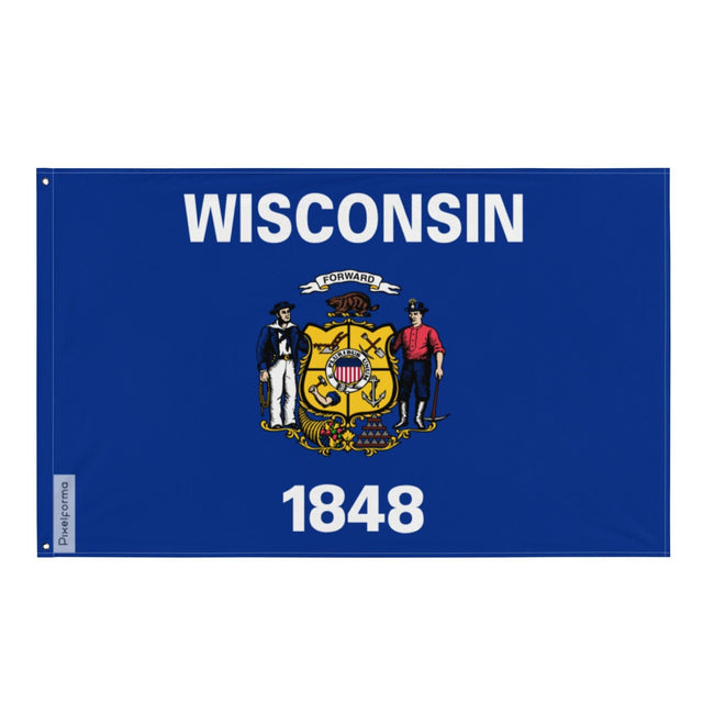 Drapeau du Wisconsin en plusieurs tailles 100 % polyester Imprimer avec Double ourlet - Pixelforma