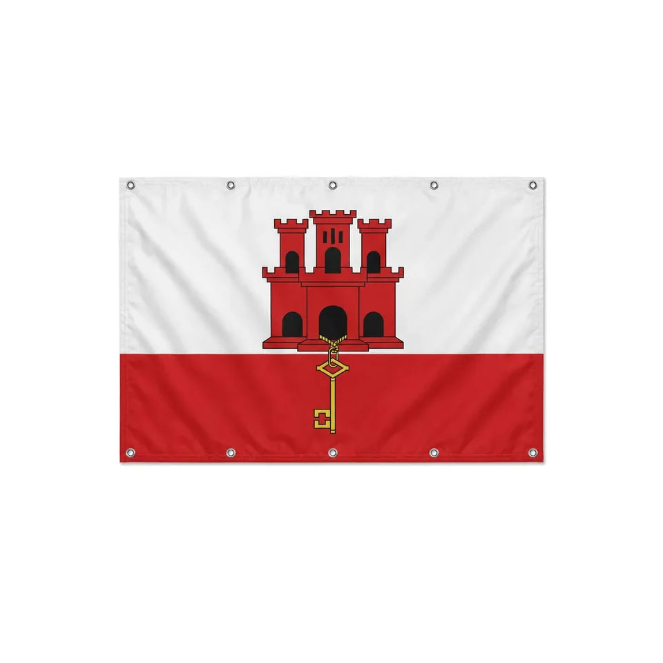 Drapeau de Gibraltar format S en polyester avec dix œillets