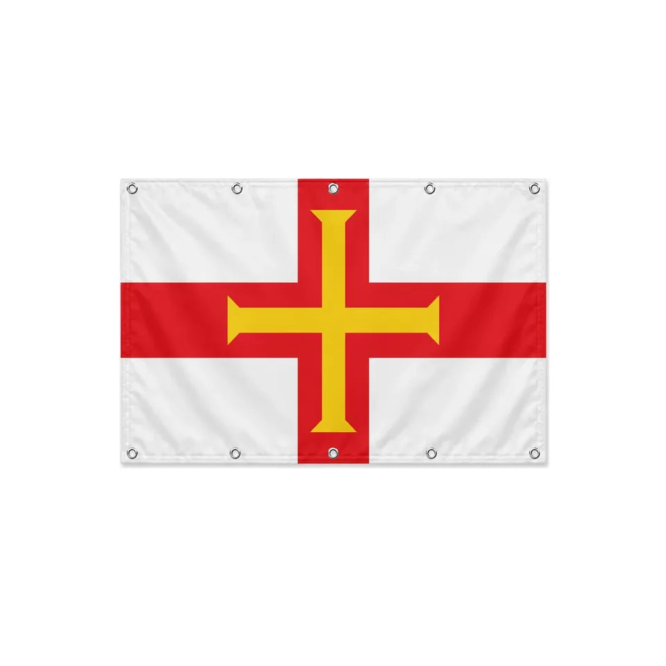 Drapeau de Guernesey format S en polyester avec dix œillets