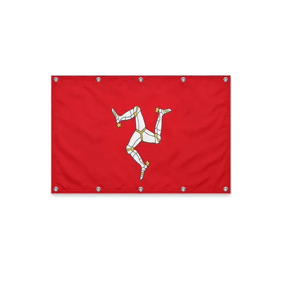 Drapeau Île de Man format S en polyester avec dix œillets