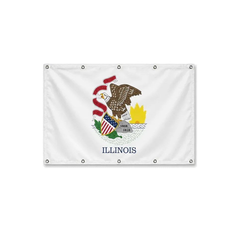 Drapeau de l'Illinois format S en polyester avec dix œillets