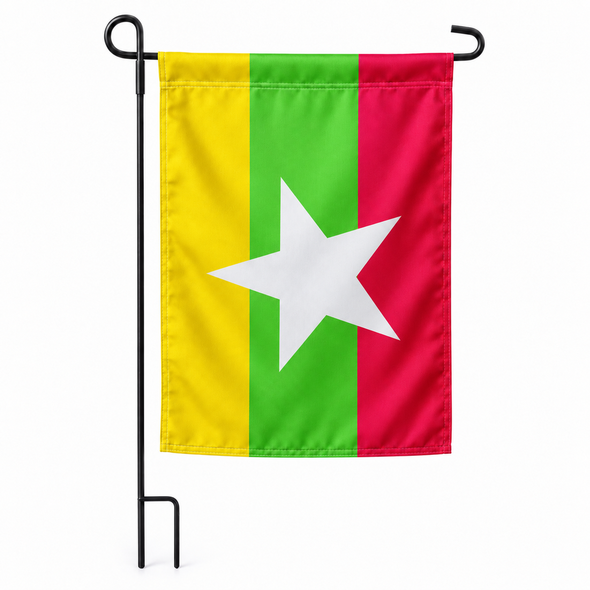 Drapeau jardin vertical Birmanie sur support noir