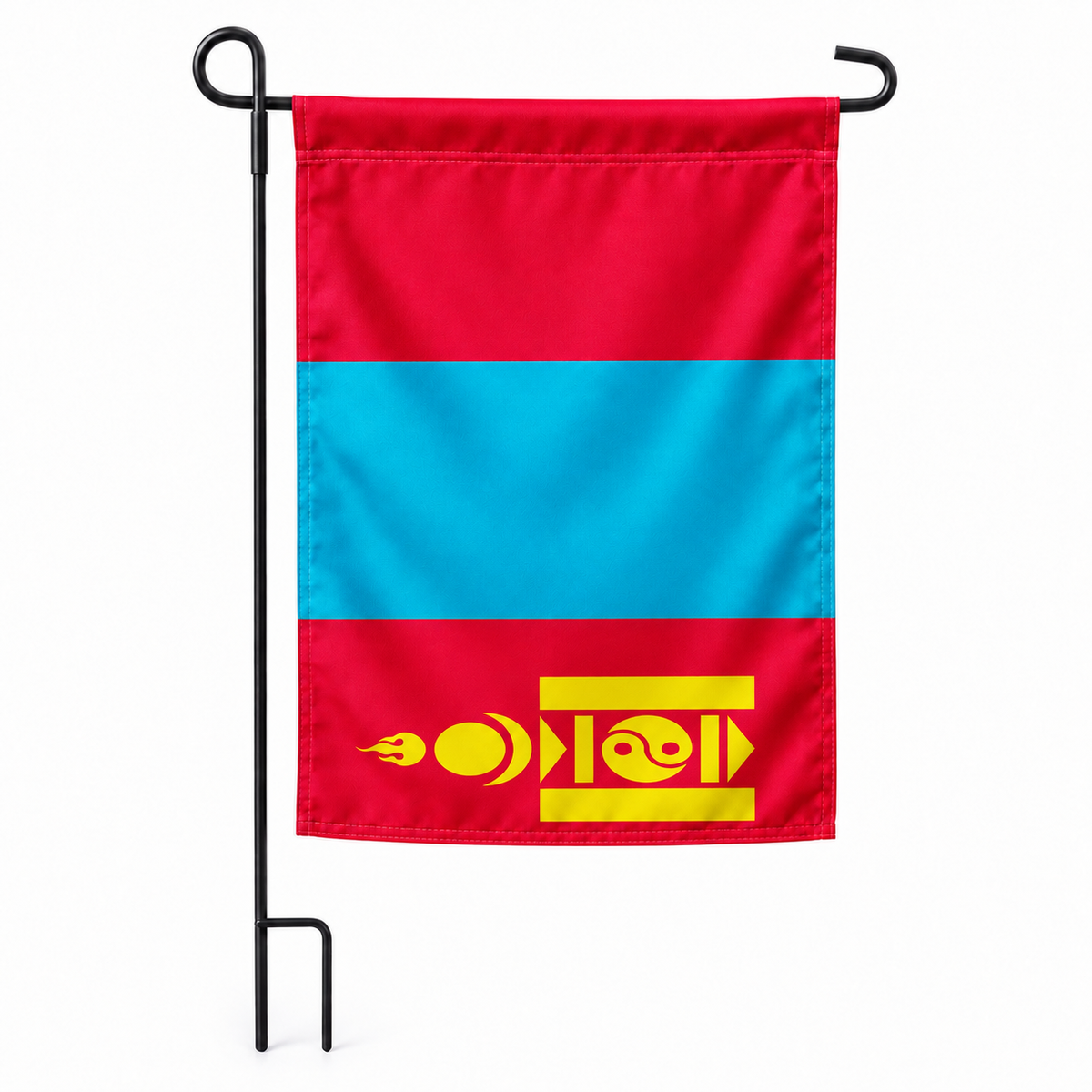 Drapeau jardin vertical Mongolie sur support noir