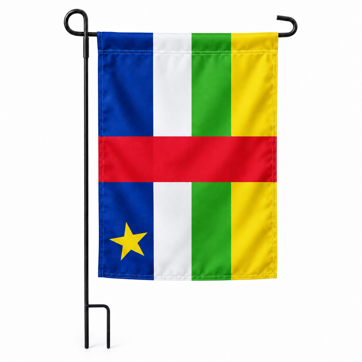 Drapeau jardin vertical République centrafricaine sur support noir