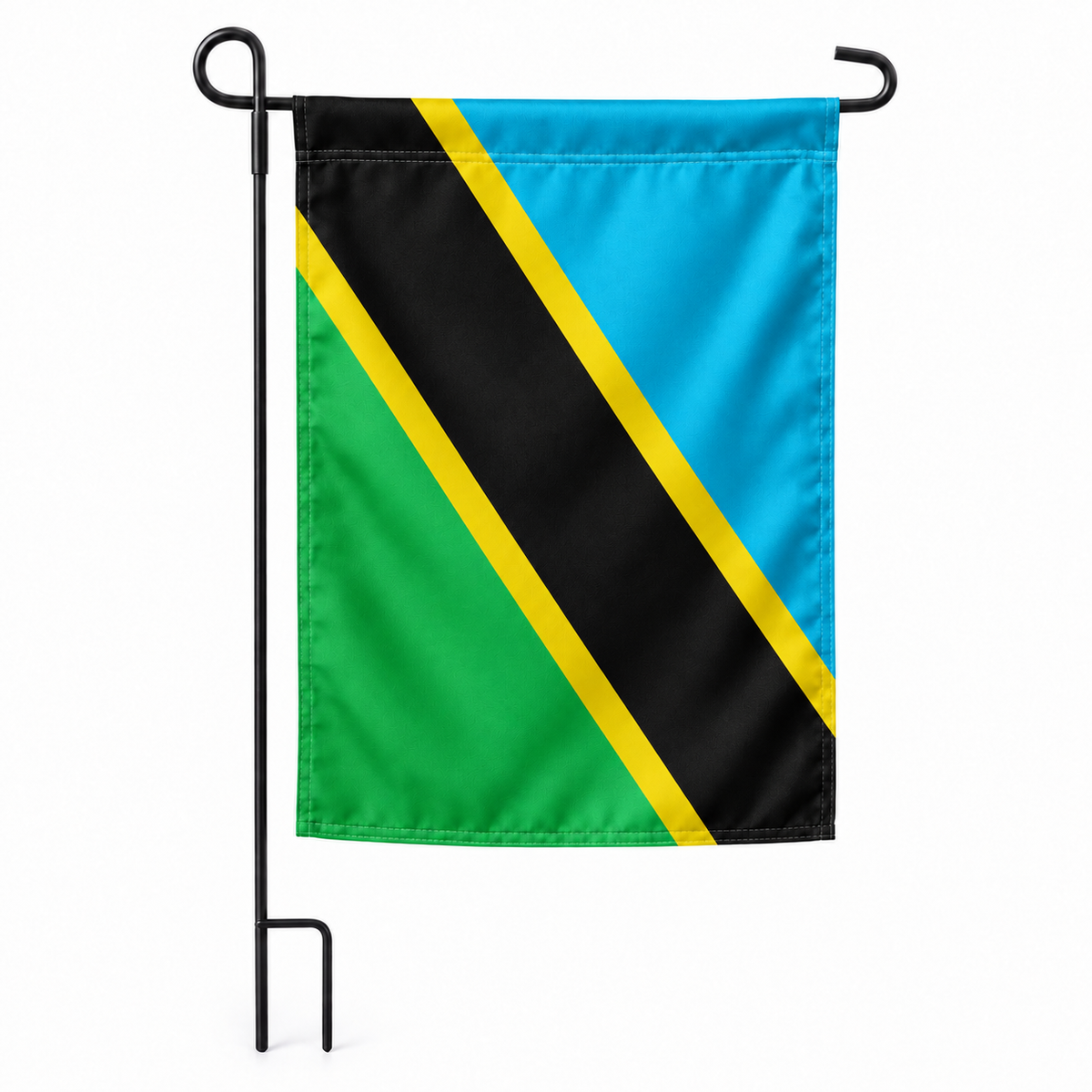 Drapeau jardin vertical Tanzanie sur support noir