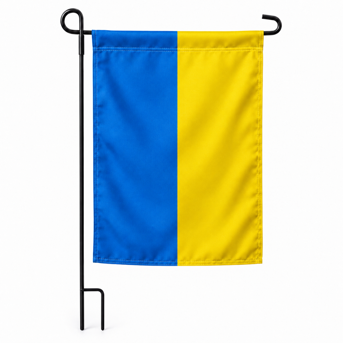 Drapeau jardin vertical Ukraine sur support noir