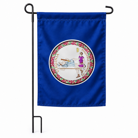 Drapeau jardin vertical Virginie sur support noir