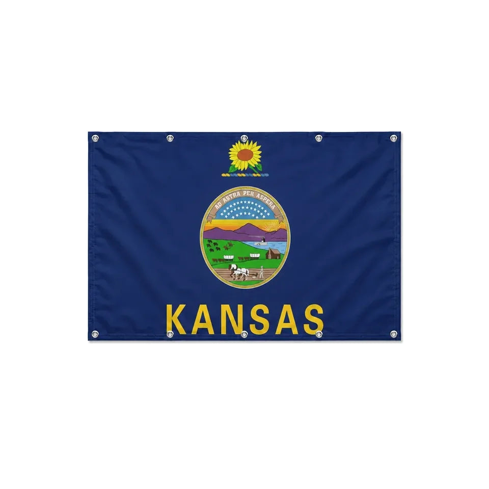 Drapeau du Kansas format S en polyester avec dix œillets