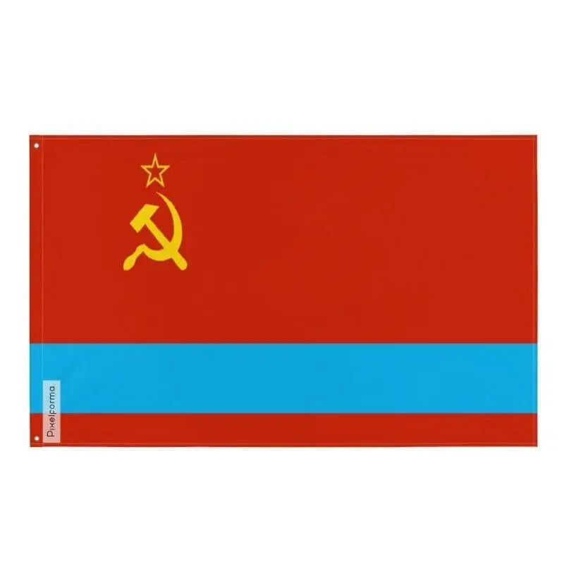 Drapeau kazakhstan polyester résistant œillets à gauche