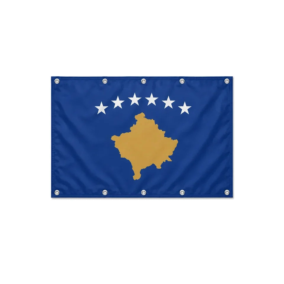 Drapeau du Kosovo format S en polyester avec dix œillets