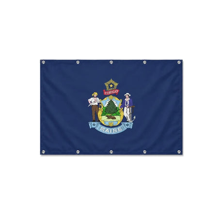Drapeau du Maine format S en polyester avec dix œillets