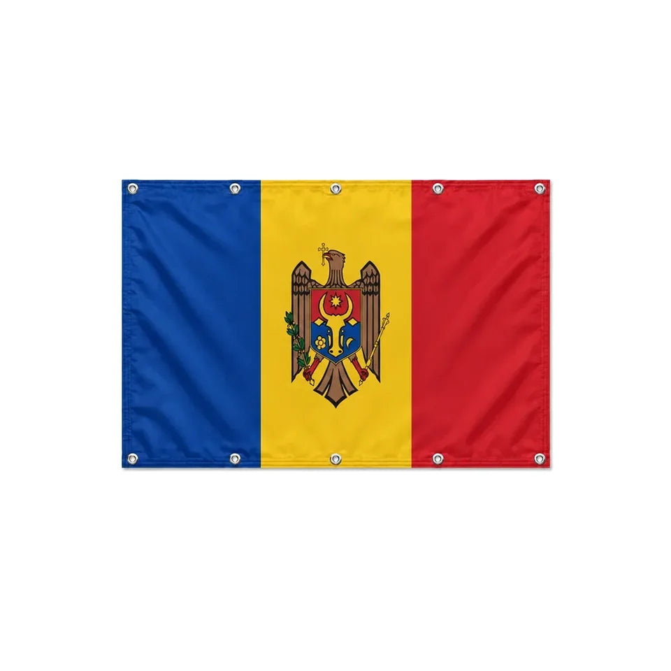 Drapeau de la Moldavie format S en polyester avec dix œillets
