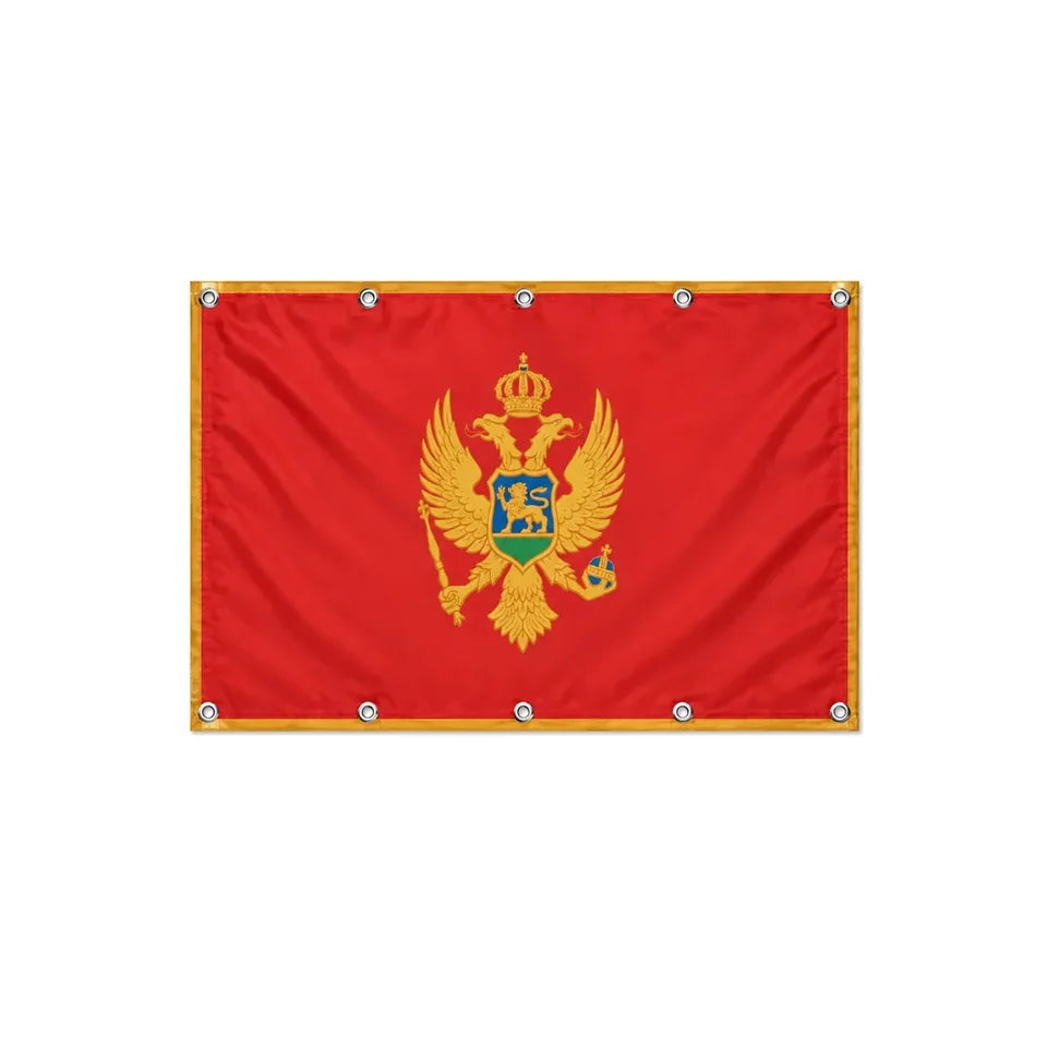 Drapeau du Monténégro format S en polyester avec dix œillets