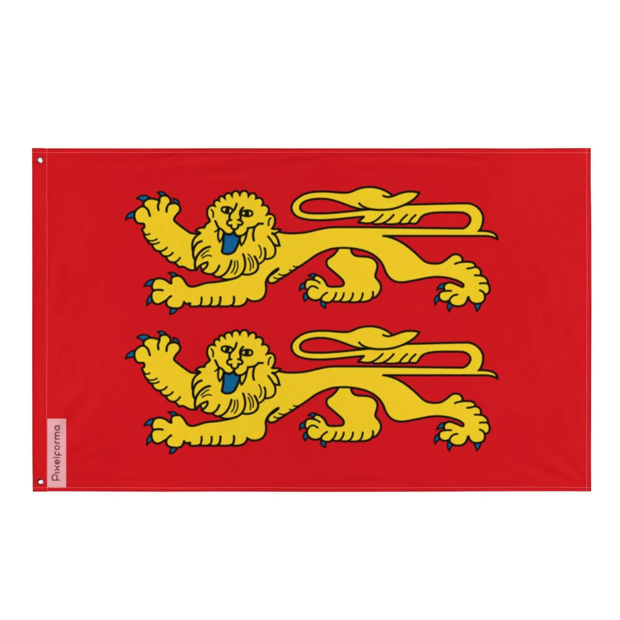 Drapeau normand deux léopards polyester double ourlet