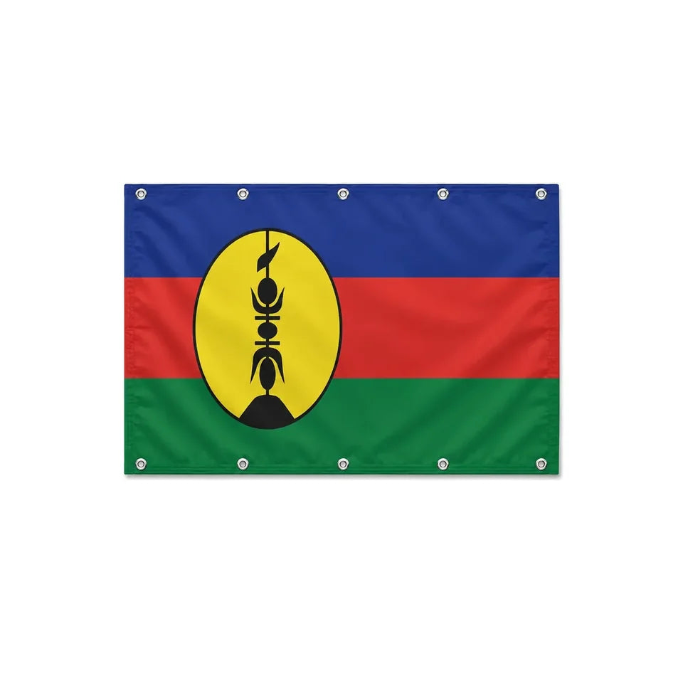 Drapeau de la Nouvelle-Calédonie format S en polyester avec dix œillets