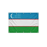 Drapeau de l'Ouzbékistan format S en polyester avec dix œillets