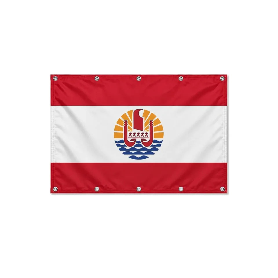 Drapeau de la Polynésie française format S en polyester avec dix œillets
