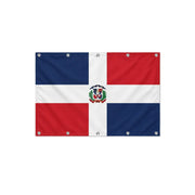 Drapeau de la République dominicaine format S en polyester avec dix œillets