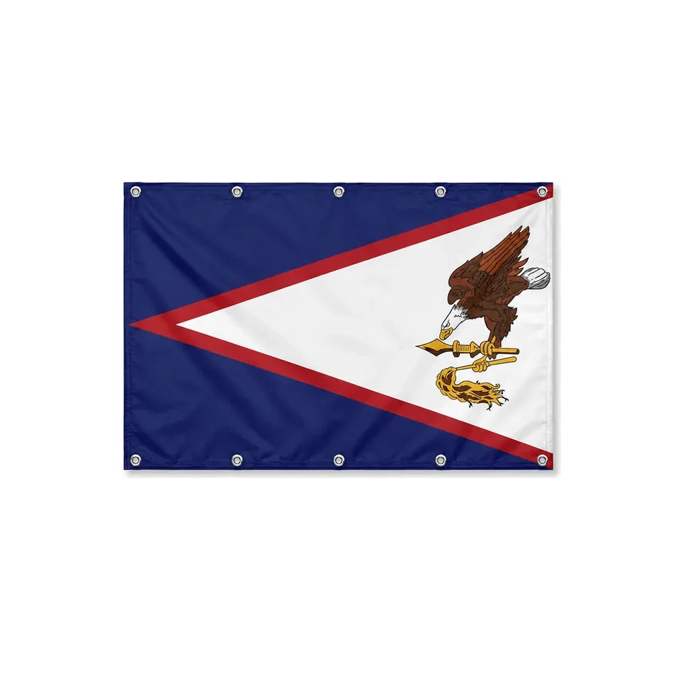 Drapeau des Samoa américaines format S en polyester avec dix œillets