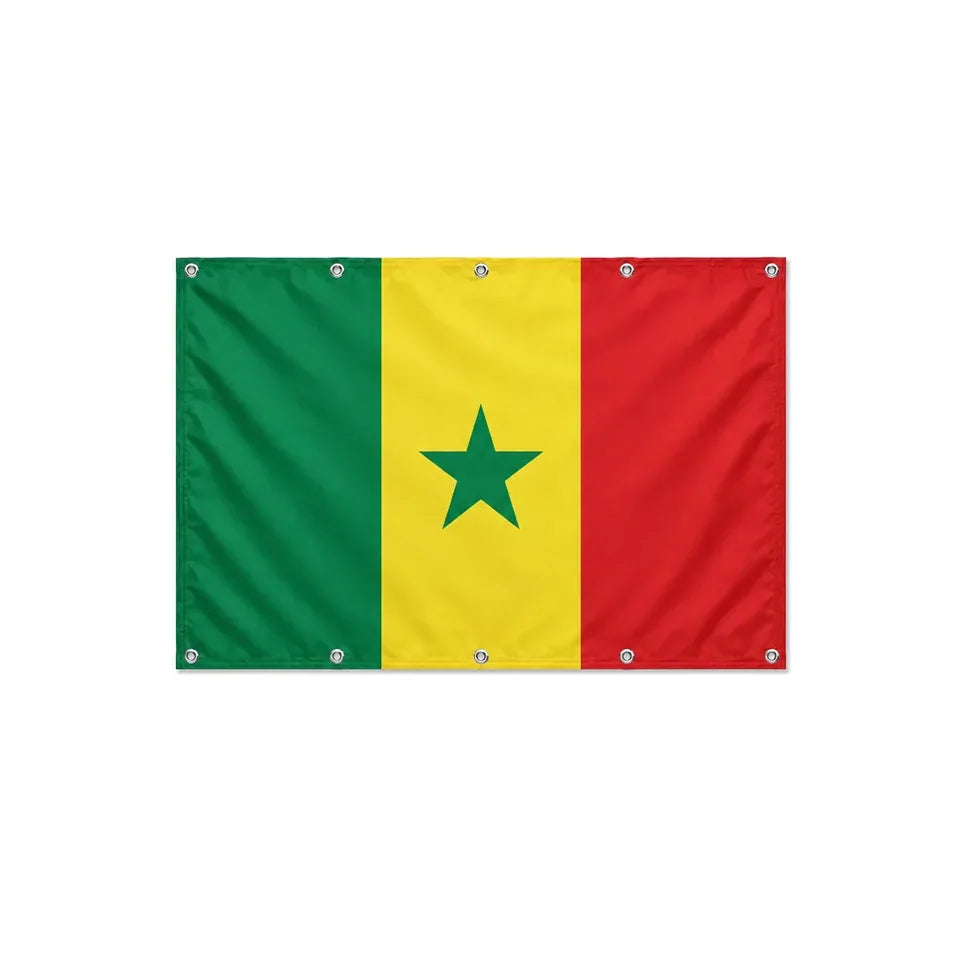 Drapeau du Sénégal format S en polyester avec dix œillets