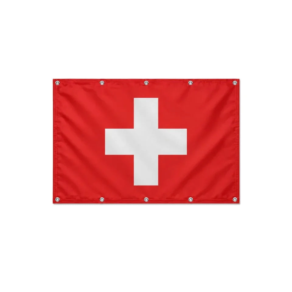 Drapeau Suisse format S en polyester avec dix œillets