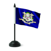 Drapeau table connecticut polyester socle plastique noir