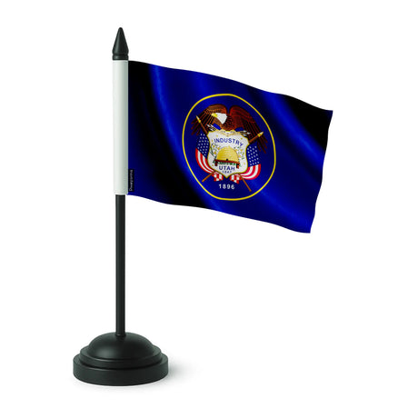 Drapeau table utah en polyester socle plastique noir