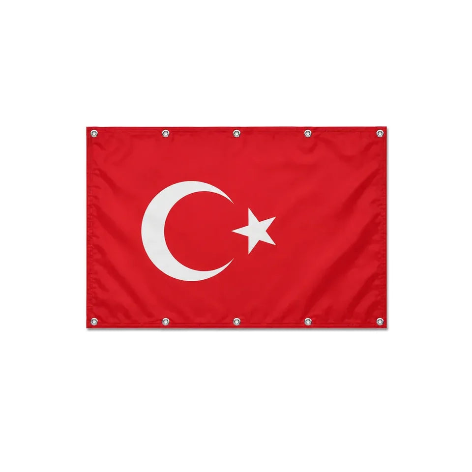 Drapeau de la Turquie format S en polyester avec dix œillets