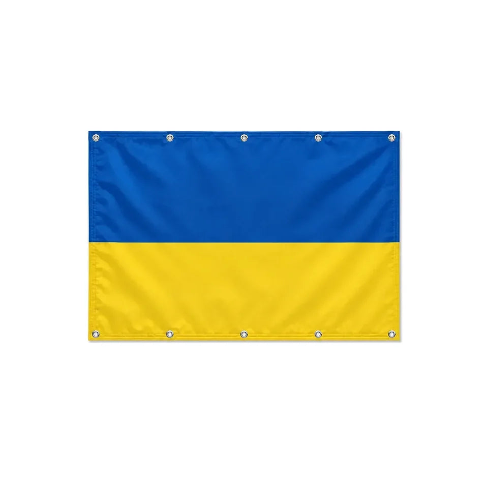 Drapeau de l'Ukraine format S en polyester avec dix œillets