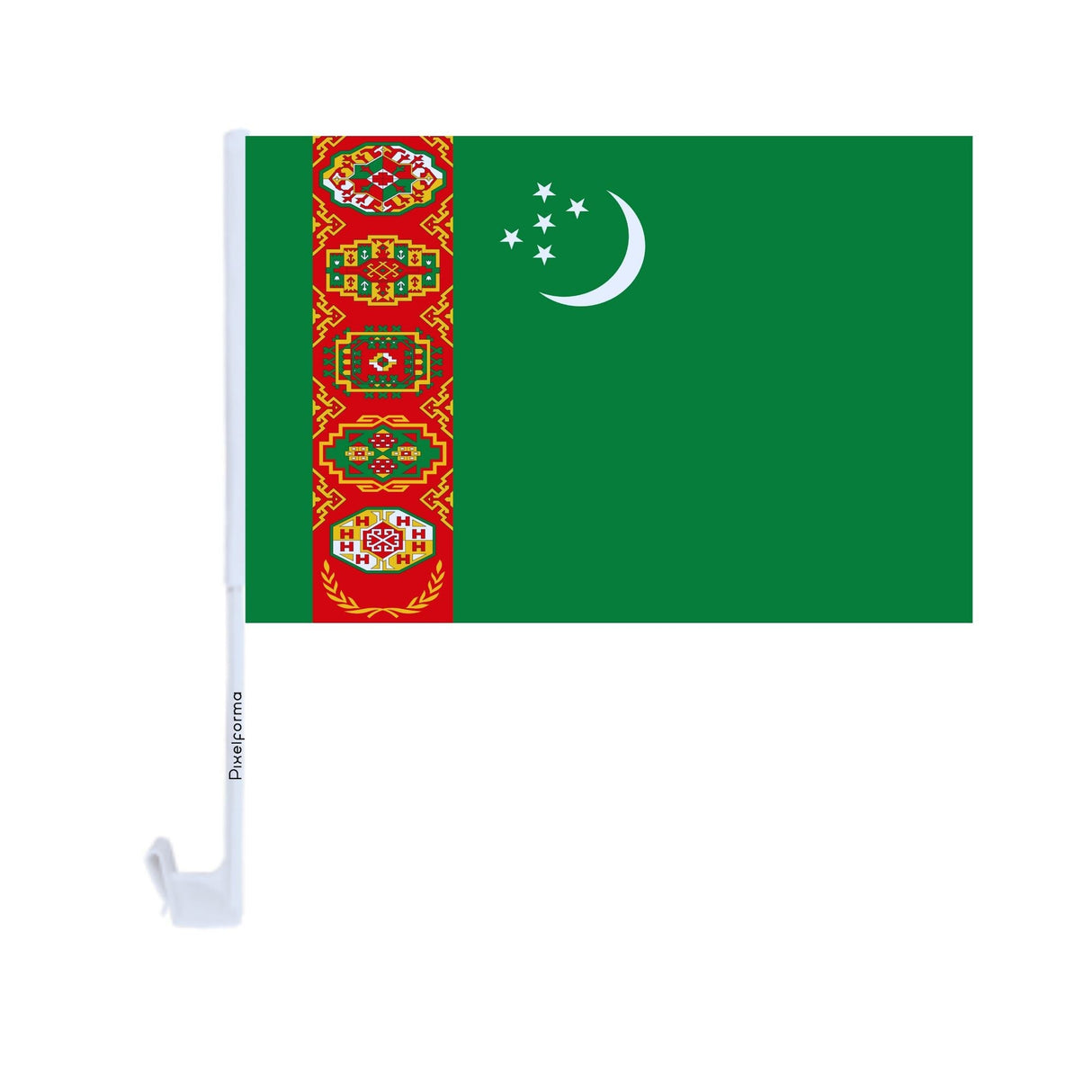Polyester Car Flag of Turkmenistan - Pixelforma