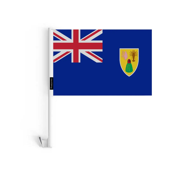 Drapeau Voiture Îles Turques-et-Caïques en Polyester - Pixelforma 