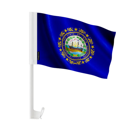 Drapeau voiture new hampshire polyester fixation fenêtre