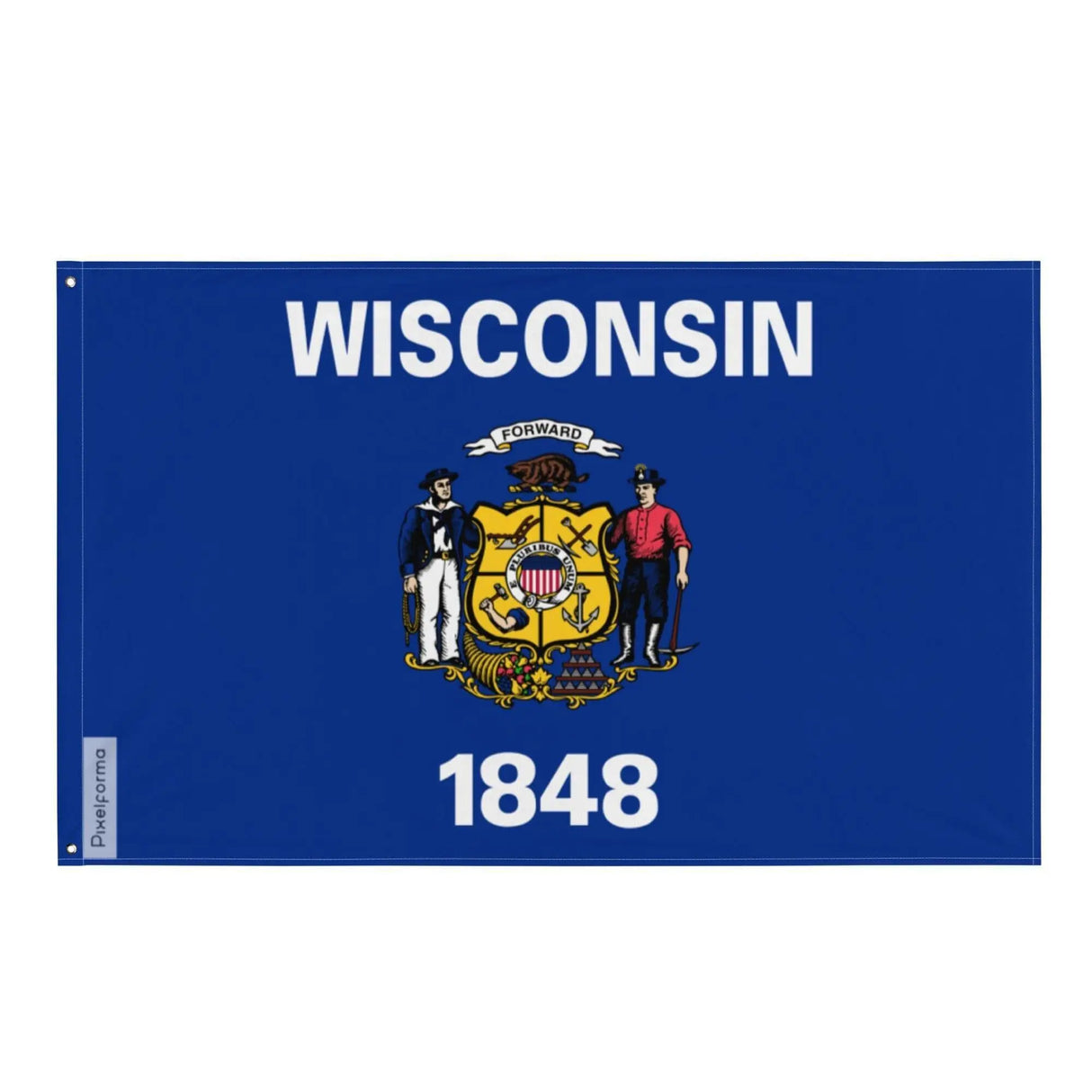 Drapeau wisconsin polyester résistant œillets à gauche