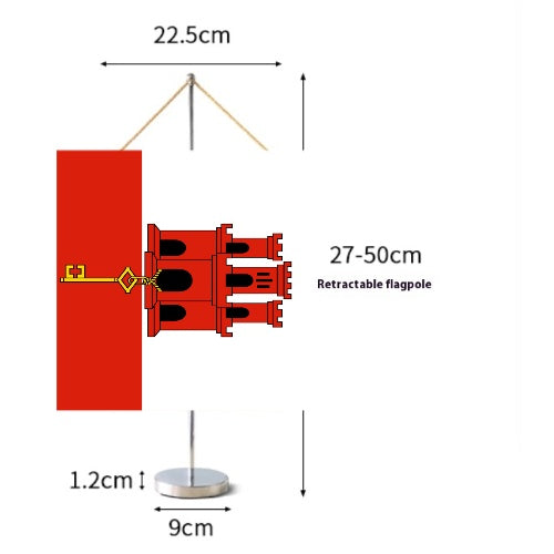 Fanion Table Drapeau Gibraltar en Polyester