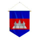 Fanion drapeau cambodge en polyester à suspendre résistant