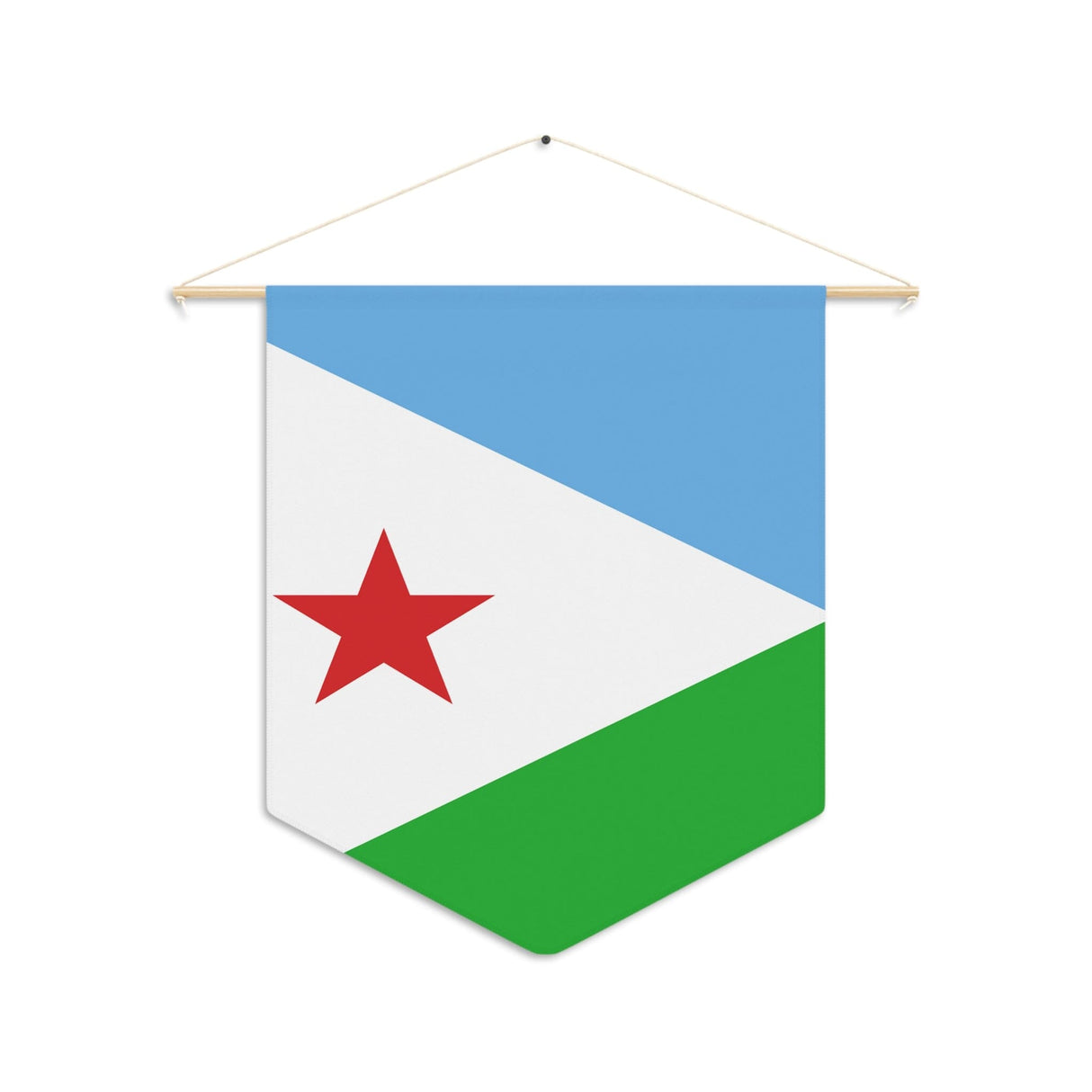 Djibouti flag pennant to hang in polyester - Pixelforma