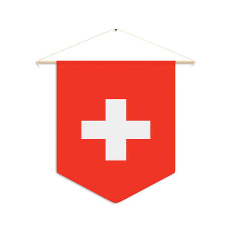 Flag and Coat of Arms of Switzerland Hanging Polyester Pennant - Pixelforma