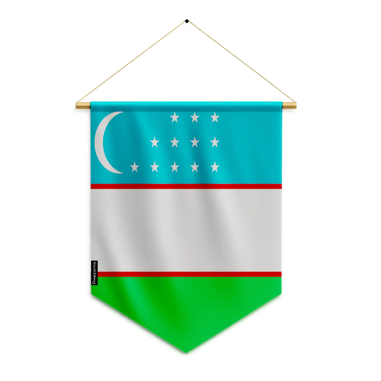 Fanion drapeau ouzbékistan polyester à suspendre résistant