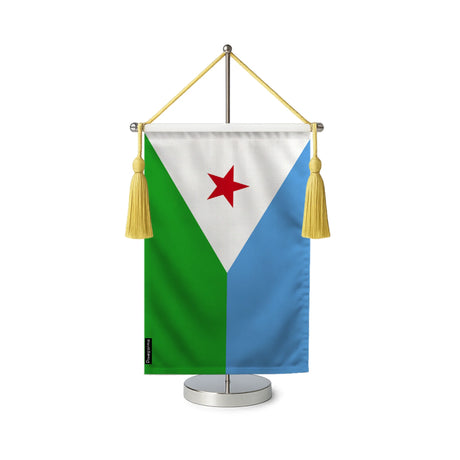Fanion table drapeau djibouti en polyester