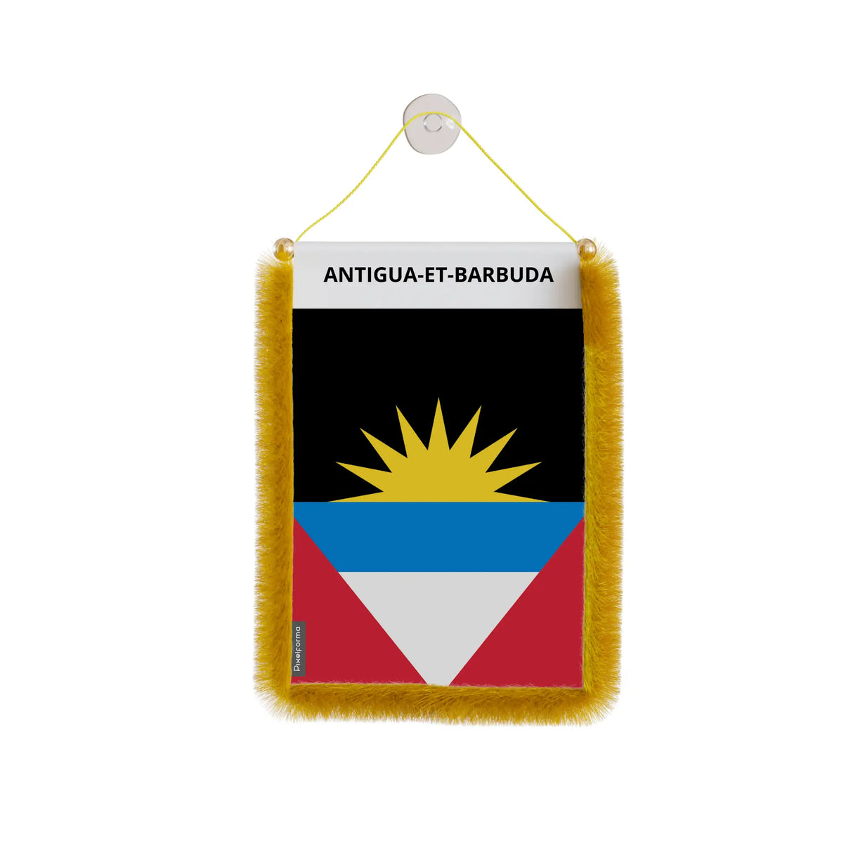Fanion voiture antigua-et-barbuda polyester à suspendre