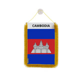 Fanion voiture drapeau cambodge en polyester à suspendre