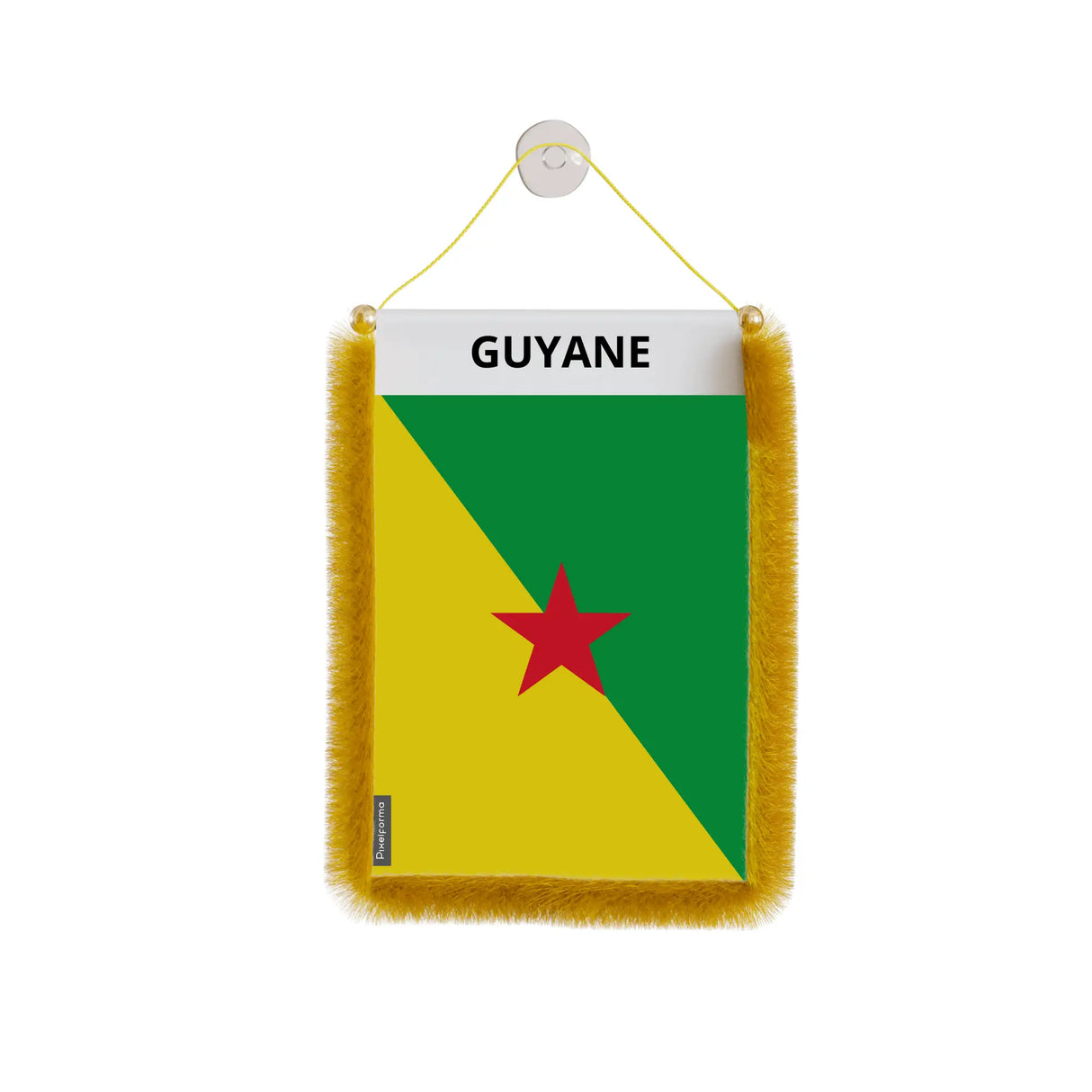 Fanion voiture drapeau guyane polyester à suspendre